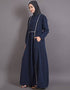 Islamic Bohemian Contrast Lace Abaya Blue