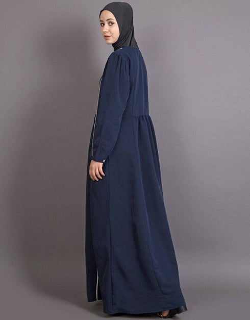 Islamic Bohemian Contrast Lace Abaya Blue