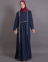 Islamic Bohemian Contrast Lace Abaya Blue