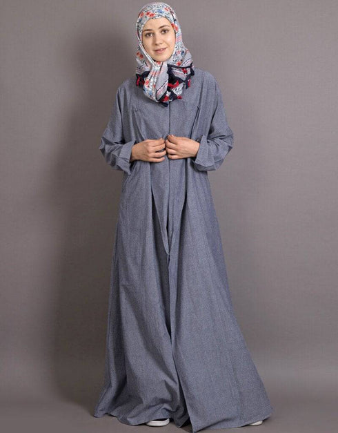 Arabic Executive Wrap Around Coat Abaya Blue