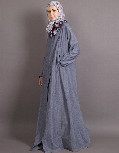 Arabic Executive Wrap Around Coat Abaya Blue