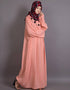 Women Scallop yoke bohemian casual Abaya Peach