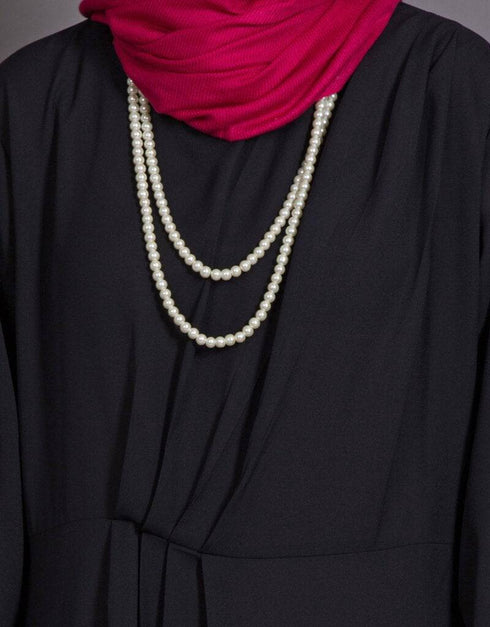 Chic Asymmetrical pleated Casual Abaya Black