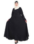 Trendy Embroidered Patch Umbrella Black Abaya Black