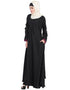 Trendy Embroidered Patch Umbrella Black Abaya Black