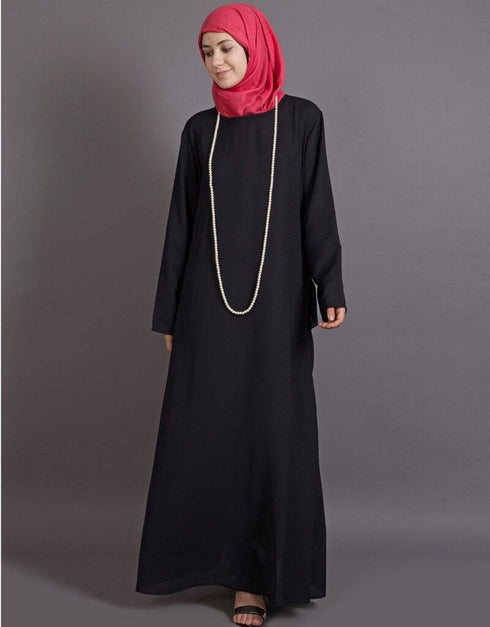 Modern Gathers panels at back Bohemian Abaya Black