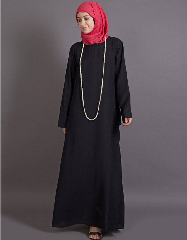 Modern Gathers panels at back Bohemian Abaya Black