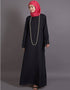Modern Gathers panels at back Bohemian Abaya Black
