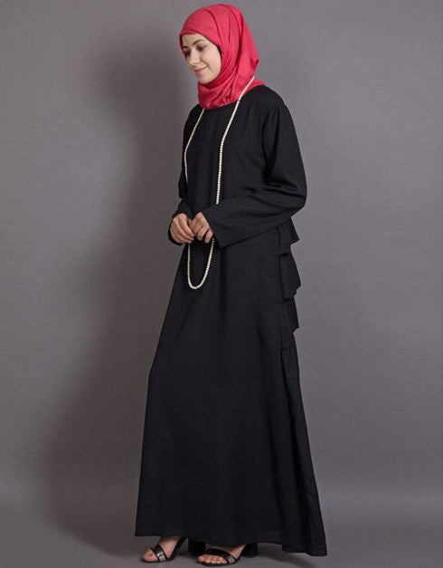 Modern Gathers panels at back Bohemian Abaya Black