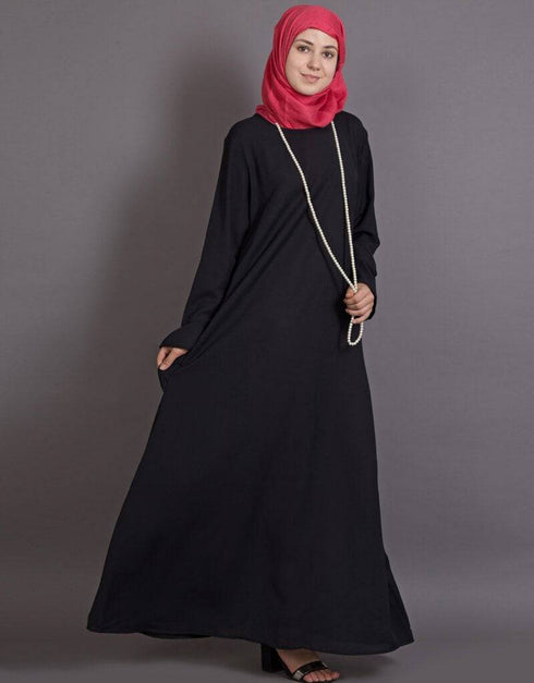 Modern Gathers panels at back Bohemian Abaya Black
