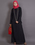 Modern Gathers panels at back Bohemian Abaya Black