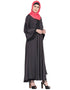 Islamic Embroidered Patch Umbrella Grey Abaya  Grey