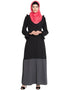 Arabic Contrast Bottom Frilled Casual Abaya Grey