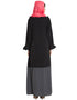 Arabic Contrast Bottom Frilled Casual Abaya Grey