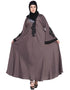 Women Embroidered Patch Umbrella Coffee Brown Abaya  Brown