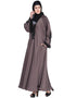 Women Embroidered Patch Umbrella Coffee Brown Abaya  Brown