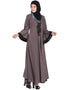 Women Embroidered Patch Umbrella Coffee Brown Abaya  Brown