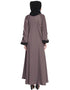 Women Embroidered Patch Umbrella Coffee Brown Abaya  Brown