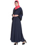 Muslimah Embroidered Patch Umbrella Navy Abaya Blue