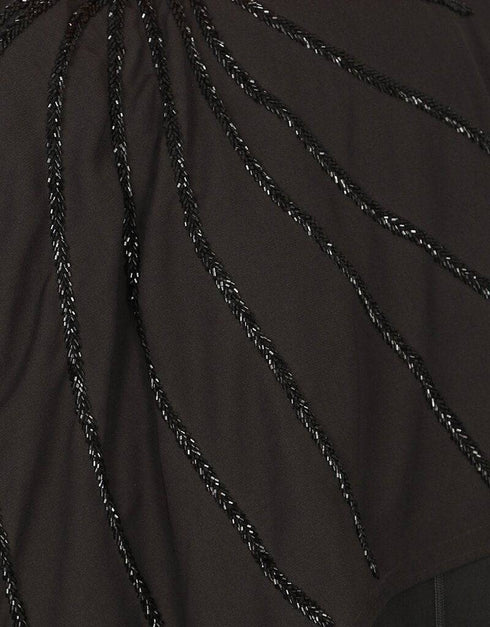 Modern Separate Cape Beaded Abaya Black