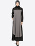 Muslim extra Layer at front Casual Abaya Grey