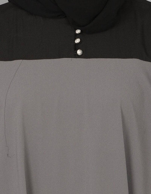 Muslim extra Layer at front Casual Abaya Grey
