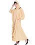 Islamic front long frill flowers party Abaya Beige