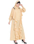 Islamic front long frill flowers party Abaya Beige