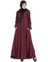 Arabic embroidered patch Umbrella Abaya Maroon