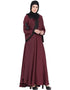 Arabic embroidered patch Umbrella Abaya Maroon
