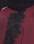 Arabic embroidered patch Umbrella Abaya Maroon