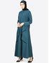 Women reverse panel front open Abaya Teal
