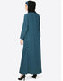 Women reverse panel front open Abaya Teal