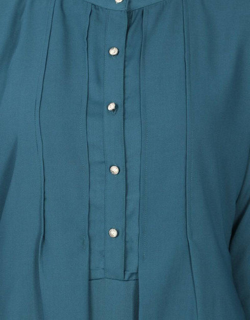 Women reverse panel front open Abaya Teal