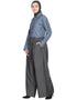 Chic Denim Pant chambray shirt front open pant Abaya Blue