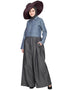 Chic Denim Pant chambray shirt front open pant Abaya Blue