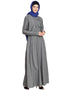 Modern Pin tuck and Bow Front open Denim Grey Jilbab Grey