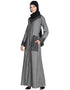 Dubai Contrast Yoke pocket cuff Grey Black Denim Jilbab Grey