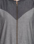 Dubai Contrast Yoke pocket cuff Grey Black Denim Jilbab Grey