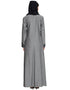 Dubai Contrast Yoke pocket cuff Grey Black Denim Jilbab Grey