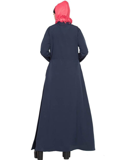 Modest extra jacket front open Casual abaya Blue