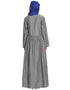 Chic double Breasted Pleated Coat Abaya Grey