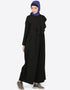 Modest Frill at front Pant Abaya Black