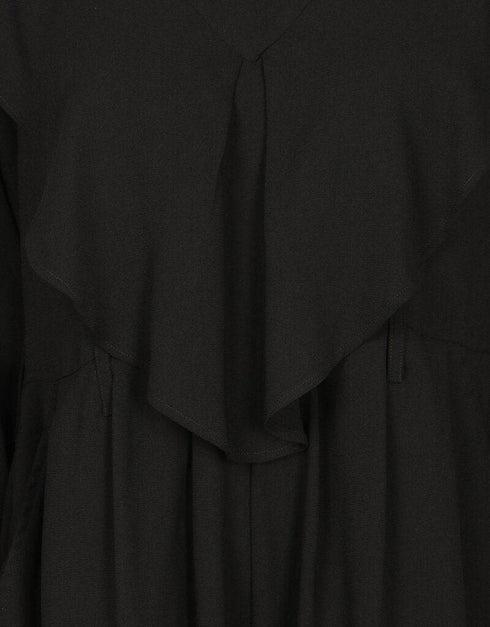 Modest Frill at front Pant Abaya Black