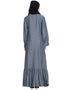 Women Frill at Bottom patch pocket A line Abaya Blue