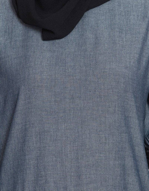 Muslimah Denim Skirt Chambray top lace casual Abaya Blue