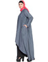 Chic two piece frilled pocket Abaya Blue