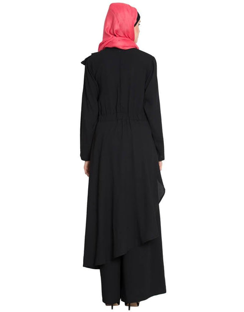 Modern Frilled Executive pant Abaya Black