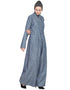 Muslim cotton chambray patch pocket pant Abaya Blue