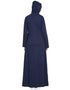Chic front open patch pocket hood travel Abaya Blue